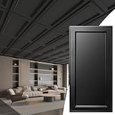 WOWSTAR 12-Pack 2x4ft Drop Ceiling Tiles, Waterproof Glue up Ceiling Panels, Modern Style 3D Wall Panels, Black