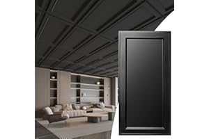WOWSTAR 12-Pack 2x4ft Drop Ceiling Tiles, Waterproof Glue up Ceiling Panels, Modern Style 3D Wall Panels, Black