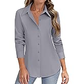 HOTOUCH Women Button Down Shirts Long Sleeve Stain Shield Dress Shirts Slim fit Work Blouses Office Business Tops