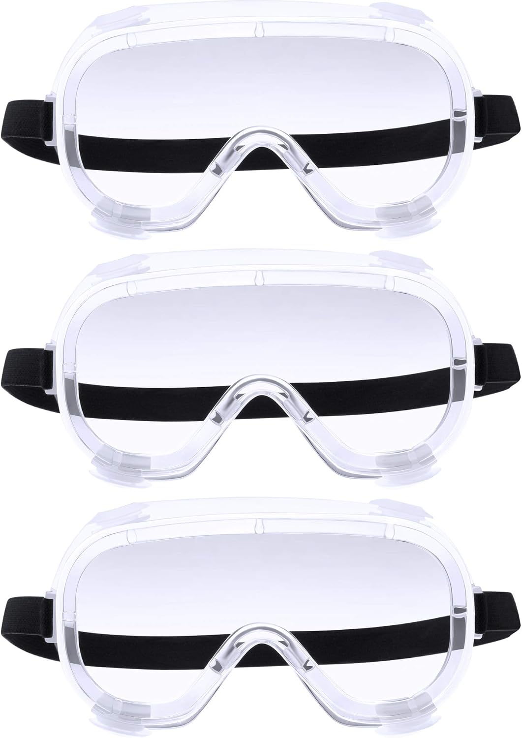 3 Pieces Traditional Technician Safety Goggle Adjustable Goggles Chemical Splash Impact Resistant Goggle Clear Anti-Fog Lens Eyewear for Eye Protection