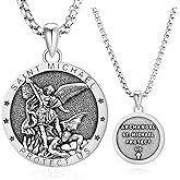 Carpetene Saint Necklace 925 Sterling Silver St Michael/St Christopher Pendant for Men Women Patron Archangel Necklace Saint Religious Amulet Medal Jewelry with 2.5mm 22"+2" Stainless Steel Chain