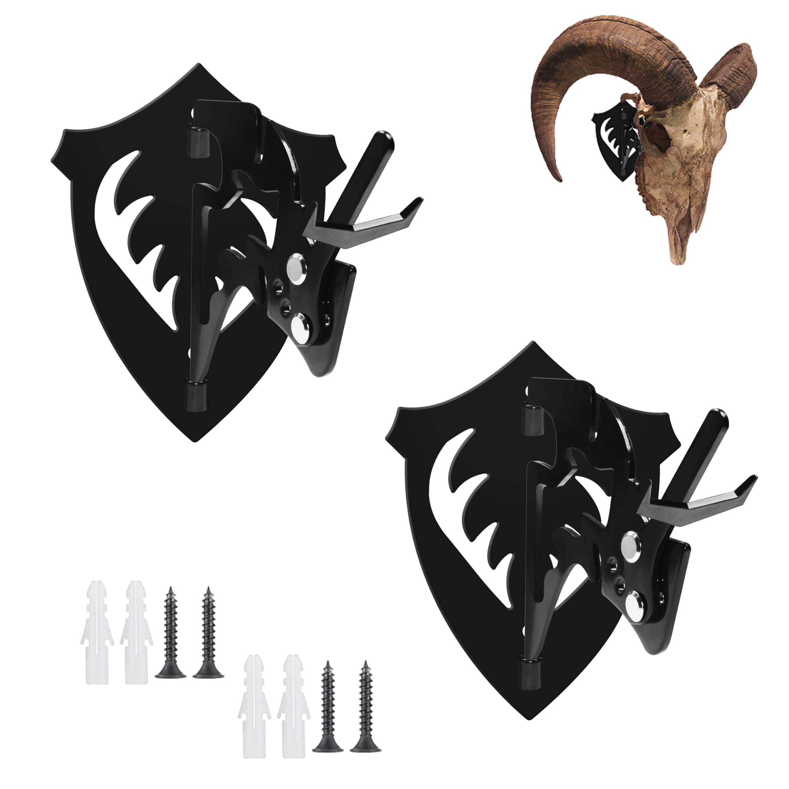 Photo 1 of 2 PCS Medium Hooker Trophy Mount | 5-Level Angle Adjustment | Concealed Screw Mounting | Screws Included