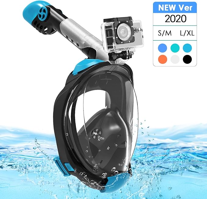 Snorkel Mask, Full Face Snorkeling Mask Easy Breathing Foldable