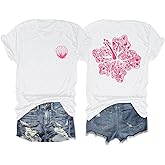 Lubpow Hawaiian T Shirts for Women Oversized Aesthetic Hibiscus Flower Beach Shirt Teens Preppy Tropical Graphic Tee Tops