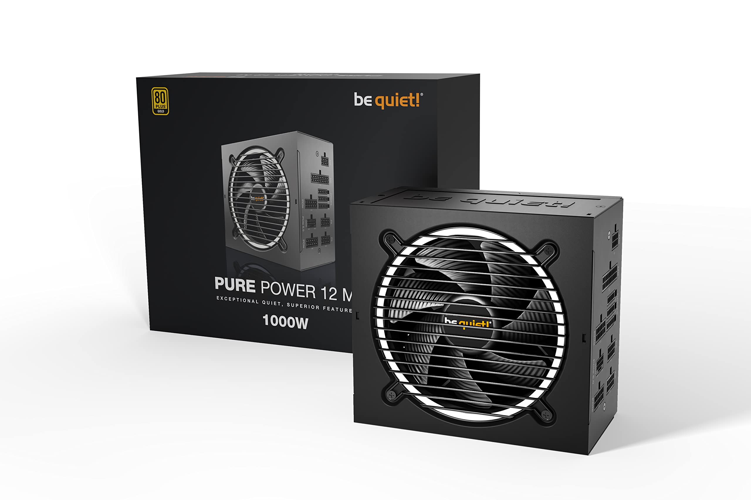 be quiet! Pure Power 12 M 1000W Modular Power Supply | 80 Plus® Gold | ATX 3.1 | PCIe 5.0 GPUs and 6+2 pin connectors | 12VHPWR Cable Included | Silent 120mm be quiet! Fan - BN506 I 10 Year Warranty