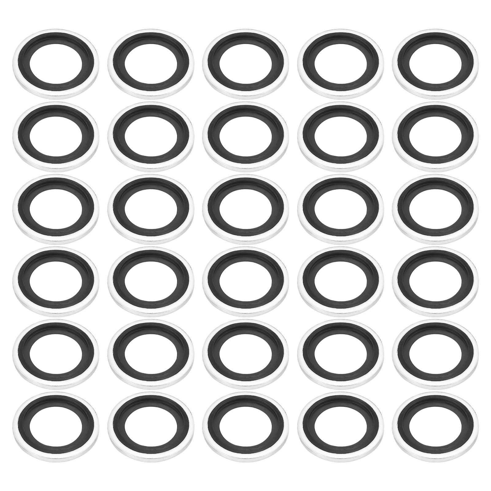 PATIKIL M18 Self-Centered Bonded Sealing Gasket, 30Pcs NBR Metal Bonded Sealing Washers Automotive Washers for Mechanical, Plumbing, Cylinder Repairs