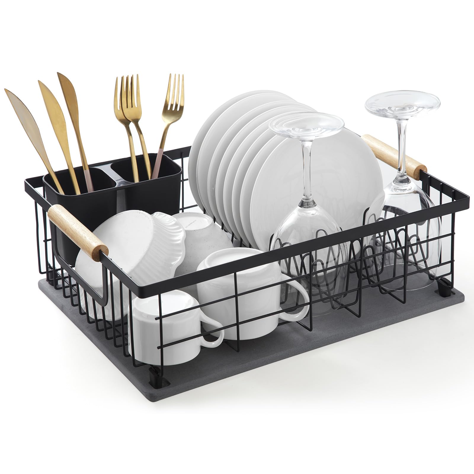 Photo 1 of Lalaunicky Dish Drying Rack with Stone Drying Mat, Diatomaceous Earth Dish Drying Mat for Kitchen Counter, Dish Drainers with Dish Drying mat