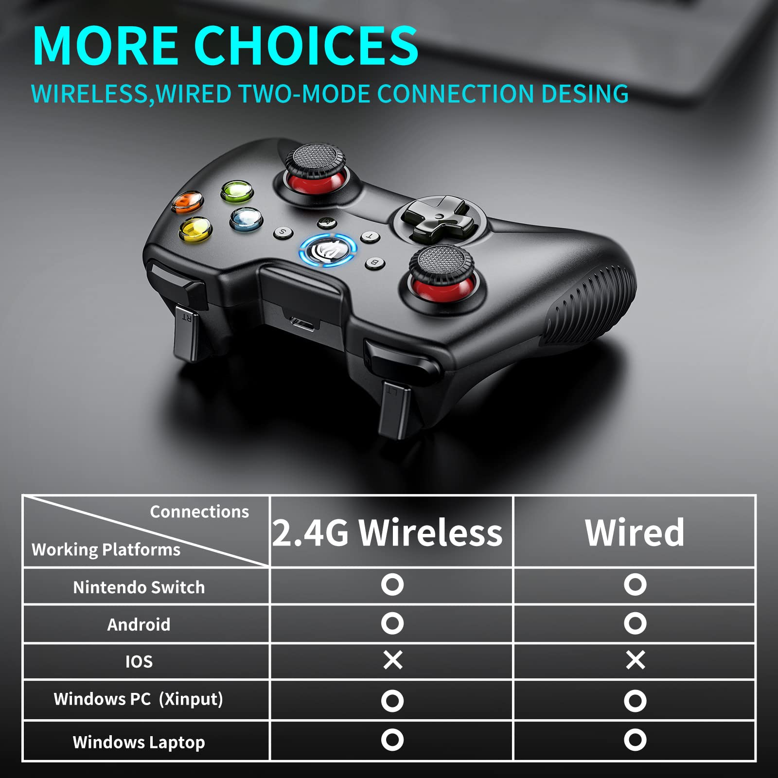 EasySMX Wireless PC Controller, Arion8236 Gaming Controller for Windows Steam/PS3/Android/Switch/Steam Deck, Dual-Vibration Computer Controller Gamepad with Turbo, 14 Hours Working Battery