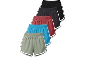 Real Essentials 5 Pack: Women’s Dry-Fit Dolphin Shorts – Athletic Running Workout Gym Lounge Active Casual (Plus Available)