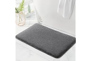 SONORO KATE Thick Plush Bathroom Rugs,Non-Slip & Water Absorbent Shaggy Bath Rug, Machine Washable Bath mat, Extra Soft Rugs for Tub, Bathroom, Kitchen, Bedroom (Grey,17"×24")