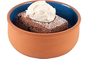 Restaurantware-Terra Tek 27.2 Ounce Terracotta Cazuelas, 2 Blue Glazed Clay Pots For Cooking - Oven-Ready, Microwavable, Terr