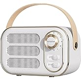 Retro Bluetooth Speaker, Vintage Portable Wireless Bluetooth Speakers with Loud Volume Support TF Card U Disk AUX Input Old Style for Kitchen Bedroom Home Office Outdoor (White)