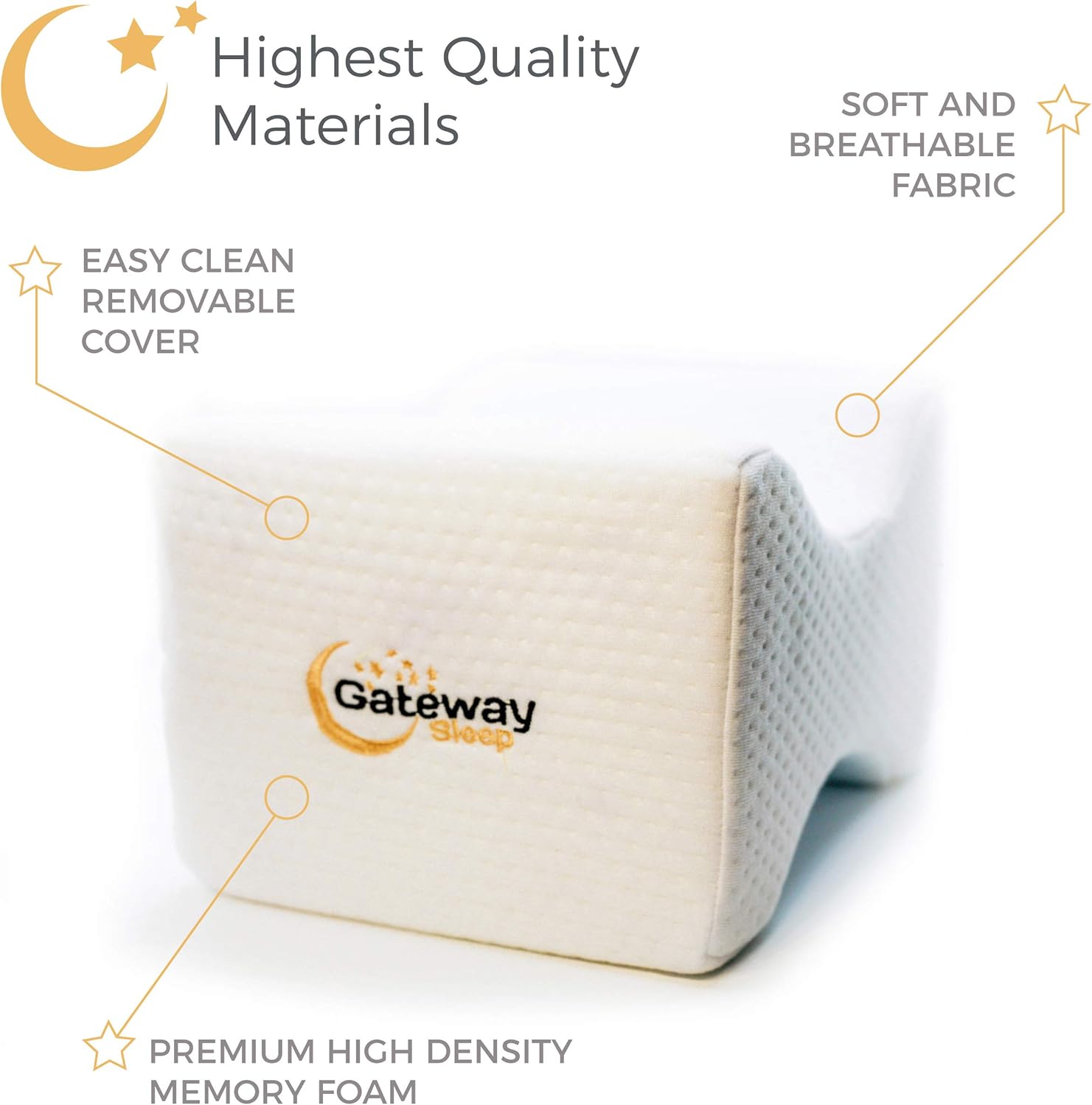 Memory Foam Knee Pillow with Washable Organic Cover for Side Sleepers - Memory Foam Knee Pillow for Back Pain - Post Knee Surgery Pillow - Pregnancy Support for Better Sleep: Home & Kitchen