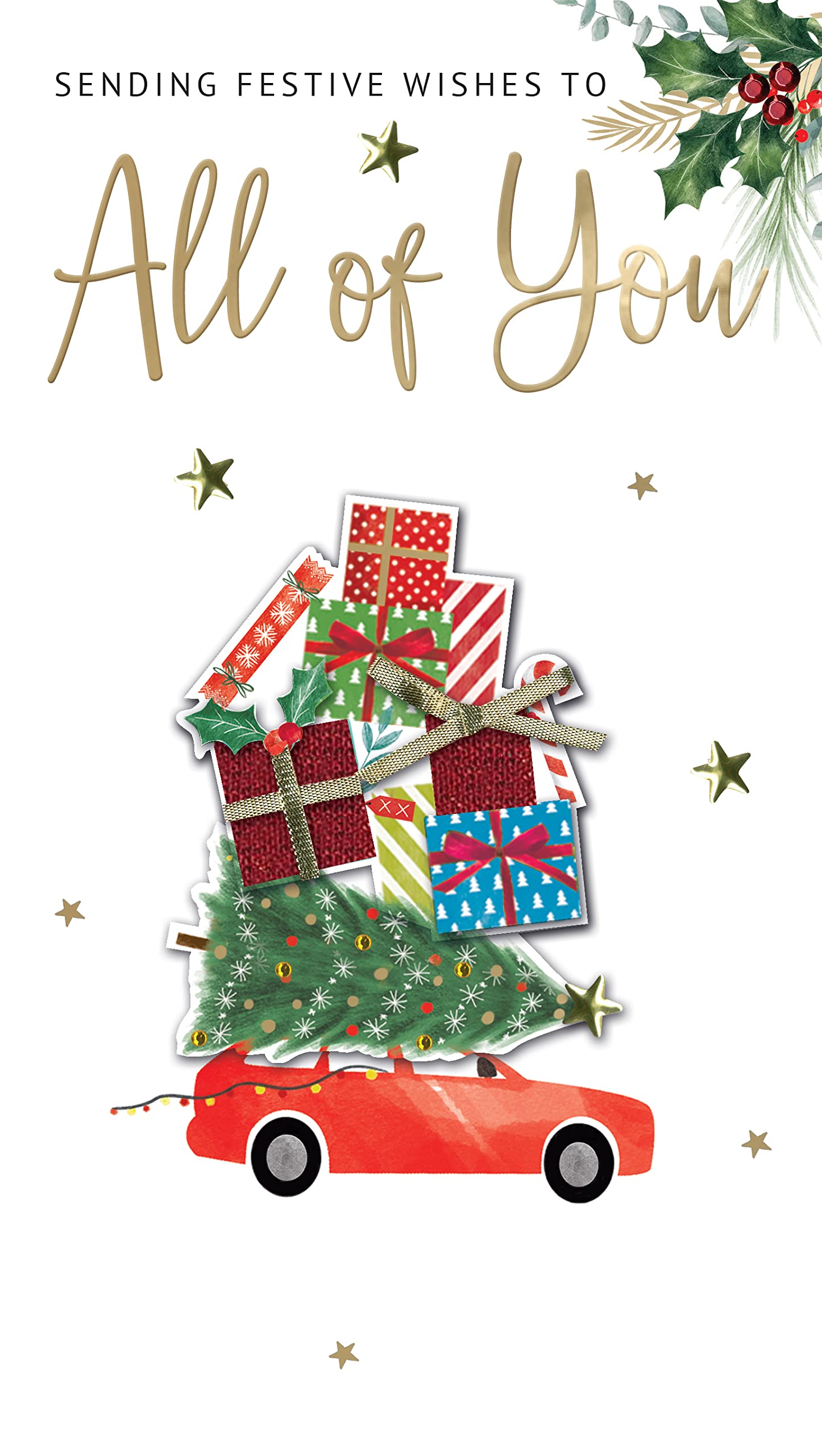 To All Of You Wishes Embellished Christmas Card Hand-Finished Champagne Cards XCDC415