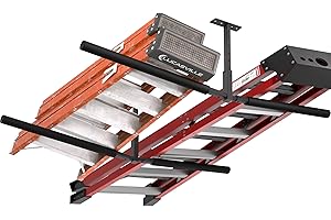 TRUSOON Double Kayak/Ladder Ceiling Storage Rack, Hi Port 2 Ladder Hanger Overhead Garage Kayak Ladder Rack, Holds 200 lbs, Adjustable Height Design, Black