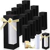 PerKoop 36 Pcs Gift Boxes with Ribbon for Sublimation Tumbler Transparent Exhibition Boxes 12Oz, 20Oz, 30oz Heat Press Skinny Tumbler Gift Wrapping(Black)