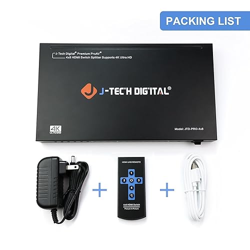 ホームシアター J-Tech Digital JTD-PRO-4x8 ProAV Most Advanced 4 Ports HDMI Inputs 8 Ports HDMI Outputs 4x8 Powered HDMI Switch and HDMI Splitter (Not