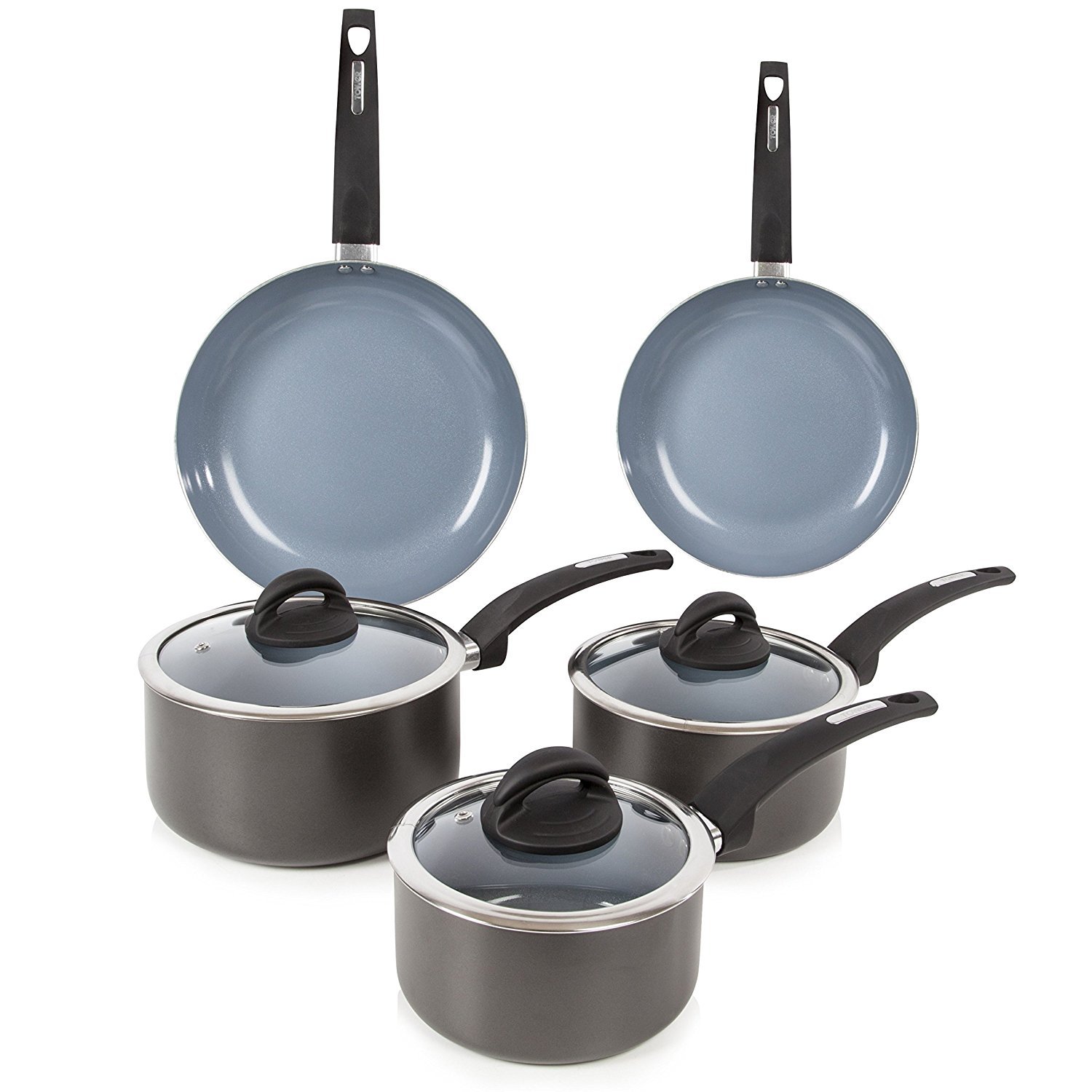 Tower T80303 Cerasure 5 Piece Pan Set with Non-Stick Coating, Suitable for all Hob Types Including Induction, Graphite