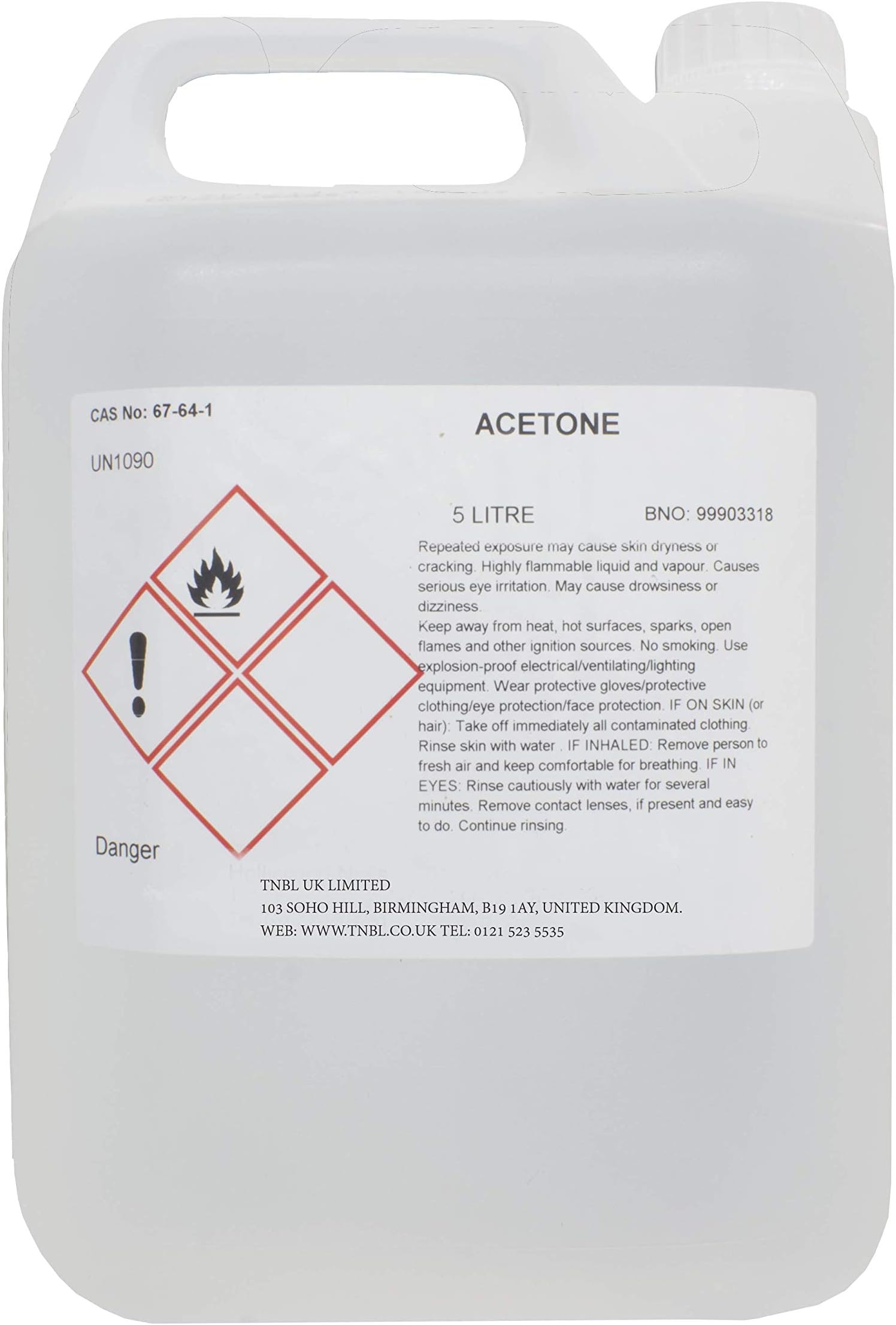 TNBL 100% Pure Acetone Superior Quality Nail Polish Remover UV/LED GEL Soak Off (Gallon (5Ltrs))