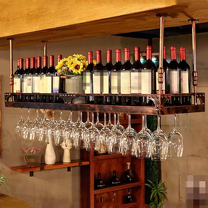 Amazon.com: PLDDY Wine Glass Holder Upside Down Wine Rack,Iron Hanging
