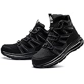 SYLPHID Men Steel Toe Sneakers Women Safety Shoes High top Work Shoe with Air Cushion Lightweight Breathable Puncture Proof