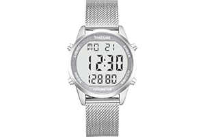 Men's Pedometer Watch with Stainless Steel Bracelet,Step Counter Watch No App, No Charging Needed for Ourdoor Walking, Calorie, Distance, Alarm, Countdown Timer Watch TU-2306B TIMEURE