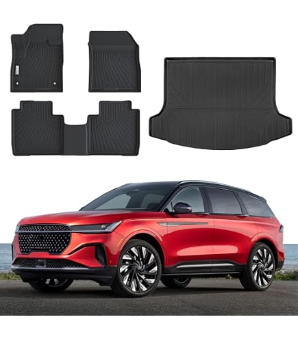 PEKMAR Tappetini per Pavimenti per Auto, Compatibile con Lincoln Nautilus 2021-2023, tappetini per Auto,A-Black-Red