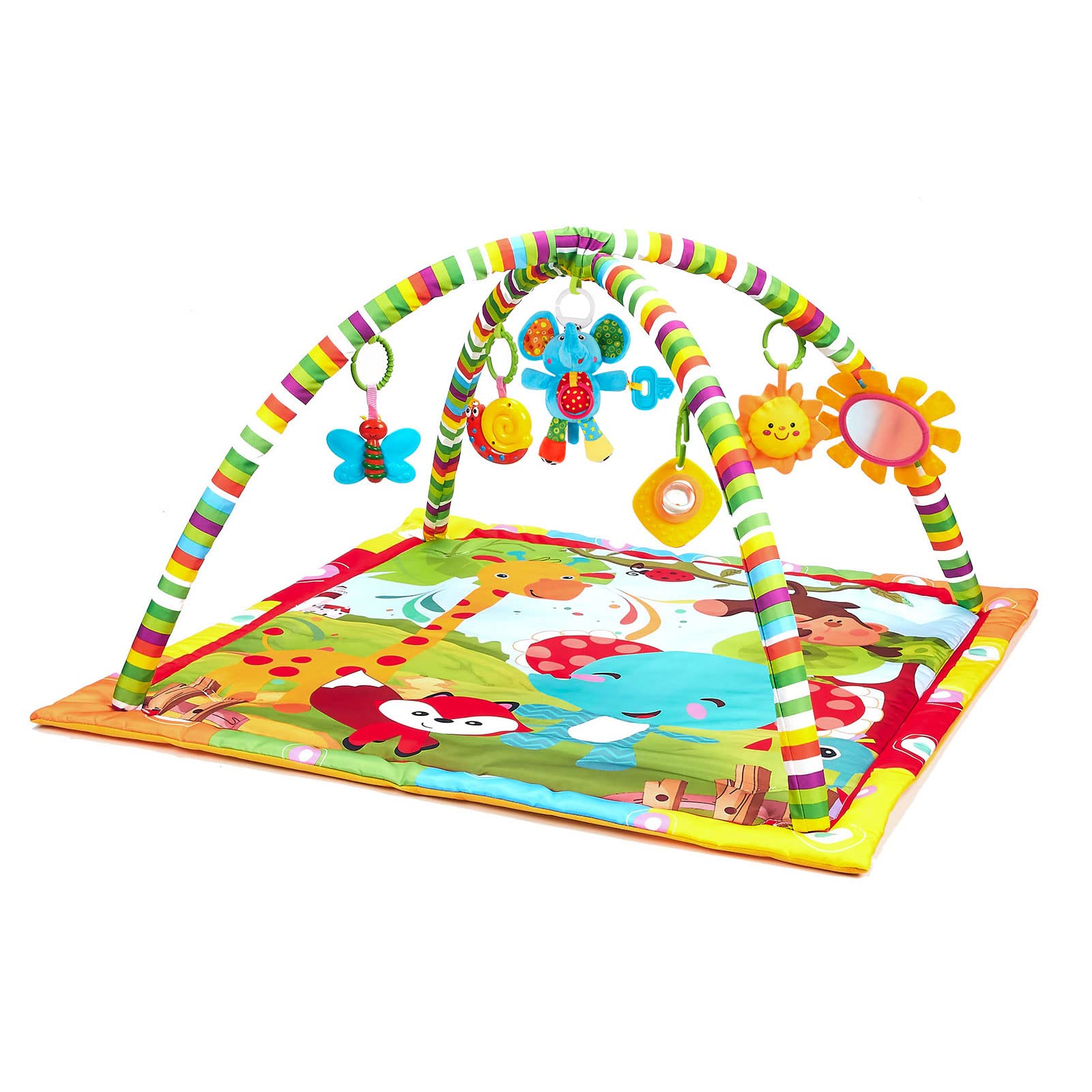 New Born Baby Playmat, Play Gym, Musical Activity Gym,Soft Toy, Fun Animals,Music,Textures,Rattle,Teethers, Mirror, Discovery Carpet for Infants Toddlers Newborn Kick and Playmat 0-36 Months