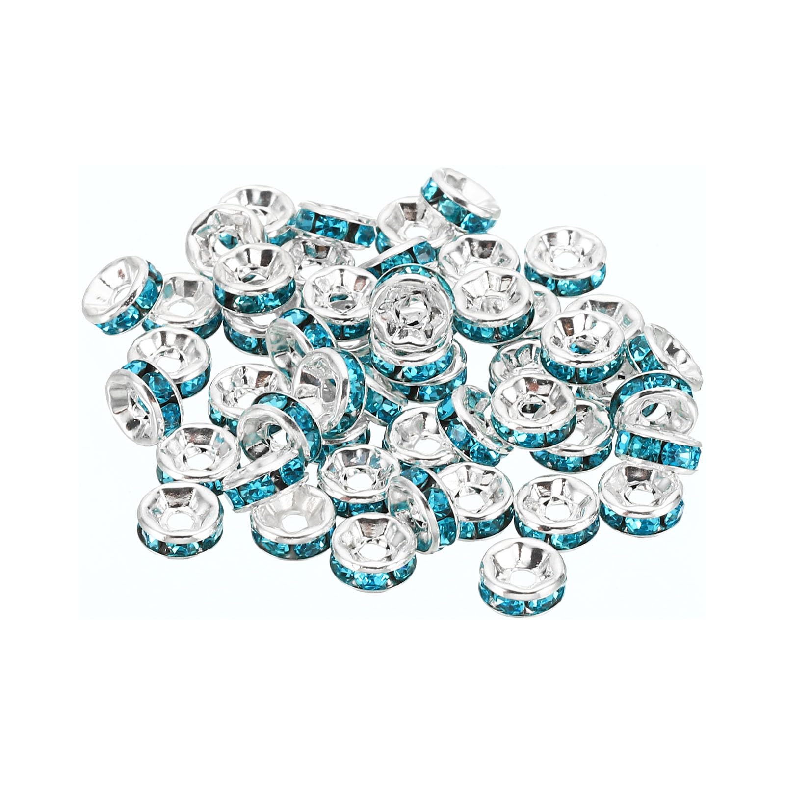 PATIKIL 6mm Spacer Beads, 100pcs Bead Spacers Rondelle Spacer Beads Rhinestone Small Round Bulk Glass Beads Crystal for Making DIY, Blue