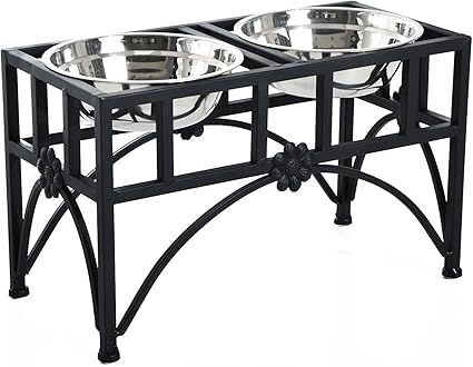 Pet Supplies Pawhut Elevated Double Stainless Steel Bowl Dog