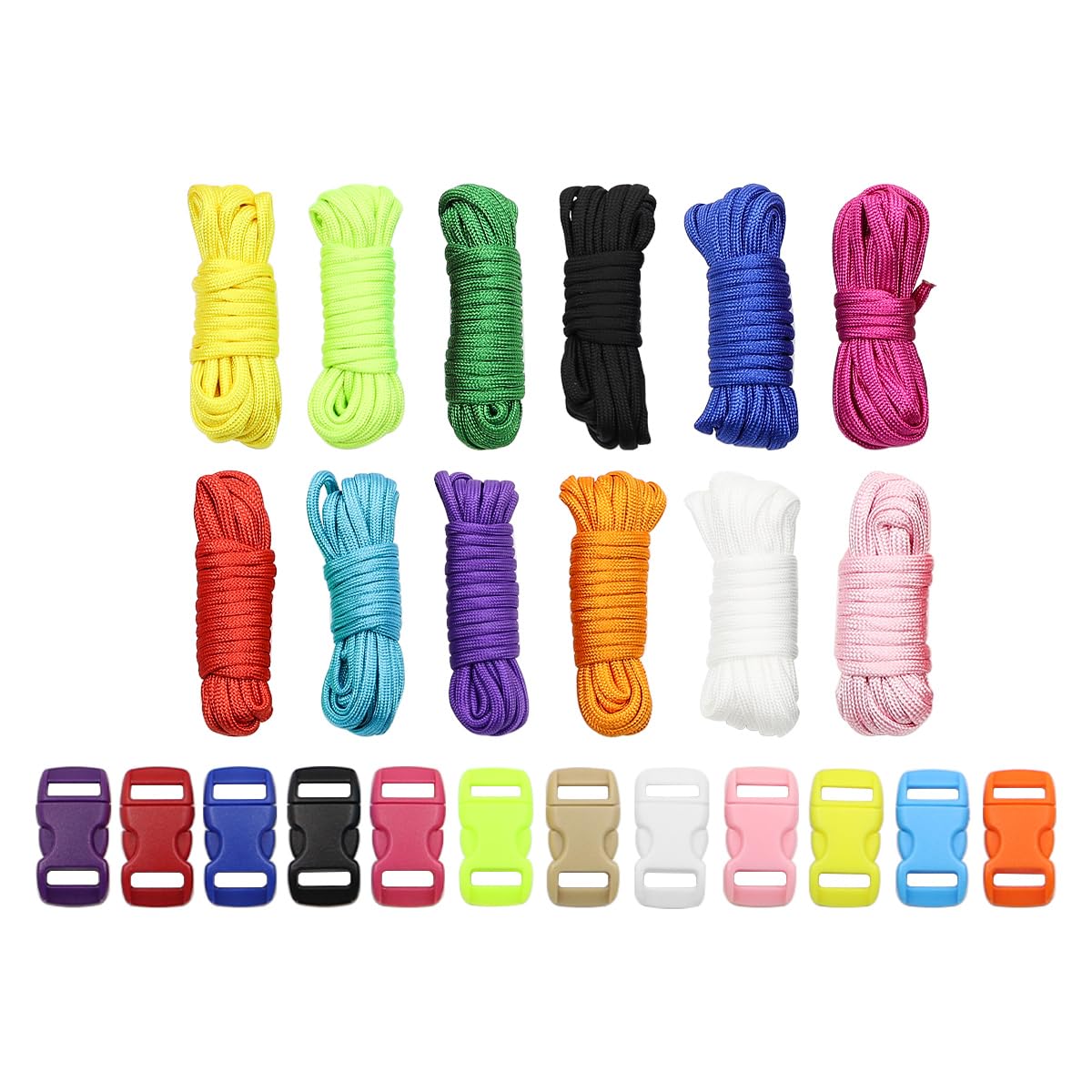 Tiardey Paracord Set,Craft Set, Paracord Rope Multifunction Includes Rope Buckle and Sewing Needles, for Outdoor Sports, Making DIY Bracelet (12 Colours Set)
