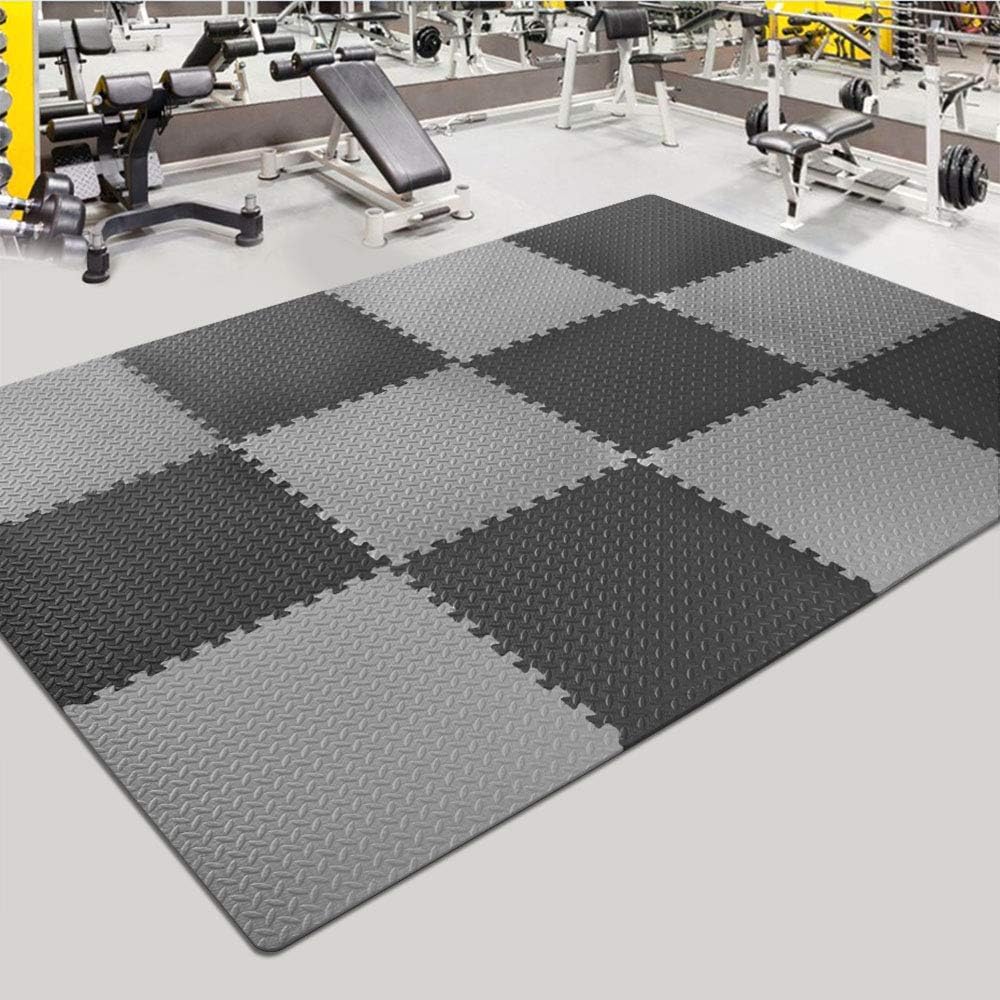 innhom Gym Mat Puzzle Exercise Mats Interlocking Foam Mats Protective Flooring Mats with EVA Foam Floor Tiles for Gym Equipment Workouts, 12 Black and 12 Gray : Sports & Outdoors