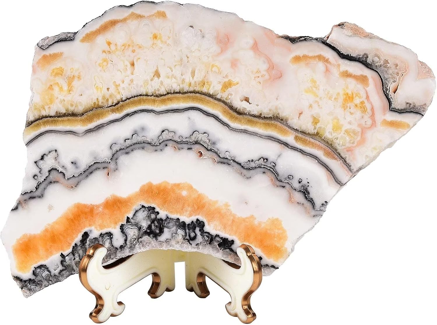 Indoor Fountains & Accessories - AMOYSTONE Large Healing Crystal Plate Decorative Calcite Stone Slices Quartz Pieces with Stand Office Home Decor Reiki Healing Gifts 0.8-1.1 Pound