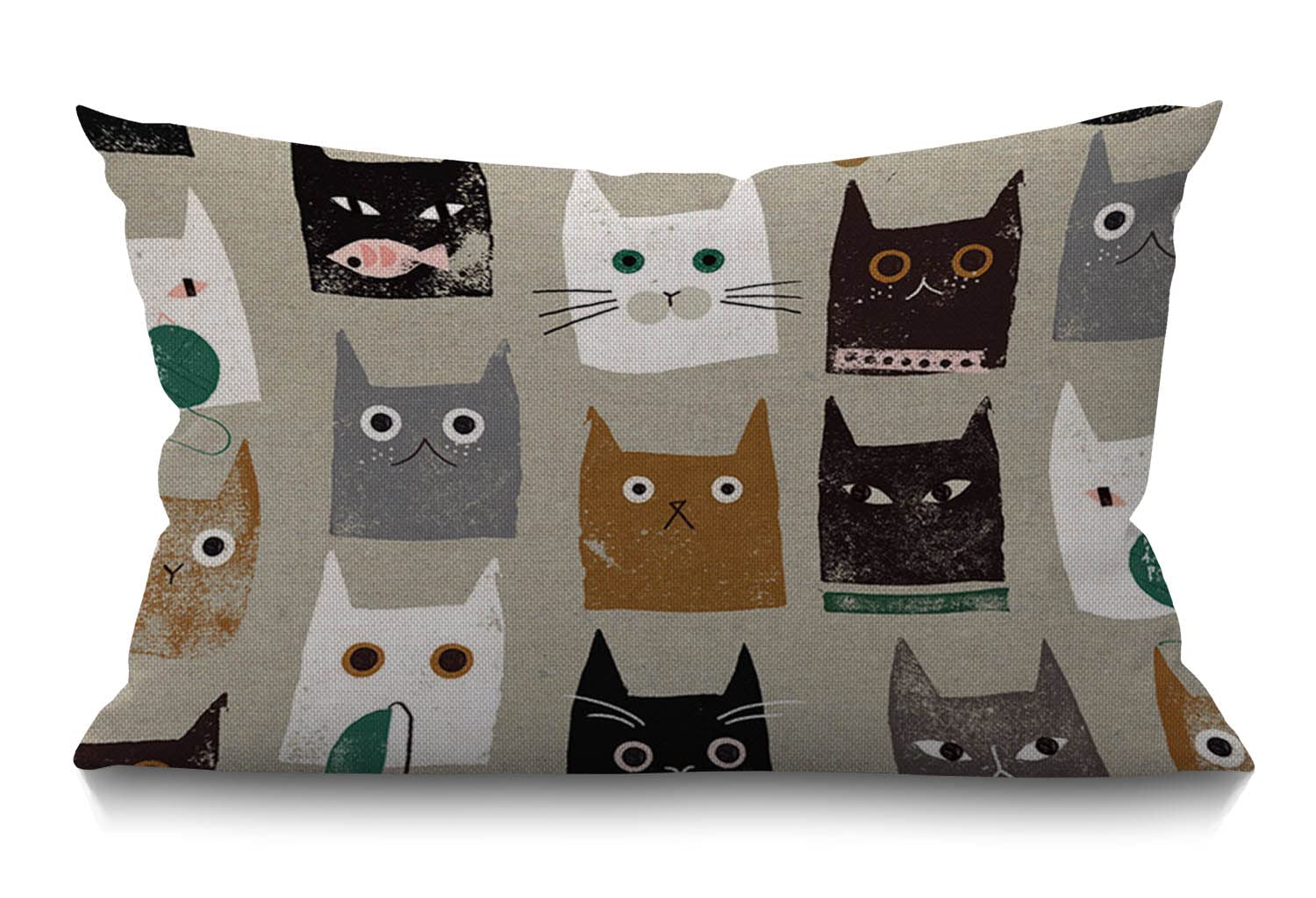 BGBDEIA Cushion Cover Lovely Cat Cartoon Abstract Pattern Rectangle Outdoor Cushion Covers 12x20 inch, 30 x 50 cm Cushion Cover with Invisible Zip for Sofa Chair Living Room