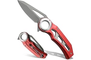 Pocket Knife, Outdoor EDC Folding Knife, Blades of Full Blade Straight Knife, Anti-Slip Finger Loop Grip,Gift for Man Woman (