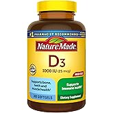 Nature Made Vitamin D3 1000 IU (25 mcg), Vitamin D Supplement for Bone, Teeth, Muscle and Immune Health Support, 300 Softgels
