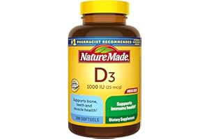 Nature Made Vitamin D3 1000 IU (25 mcg), 300 Vitamin D Softgels | Vitamin D Supplement for Immune, Bone, Teeth and Muscle Health Support, 300 Day Supply