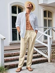 Runcati Mens Casual Pants Elastic Waist Lightweight
