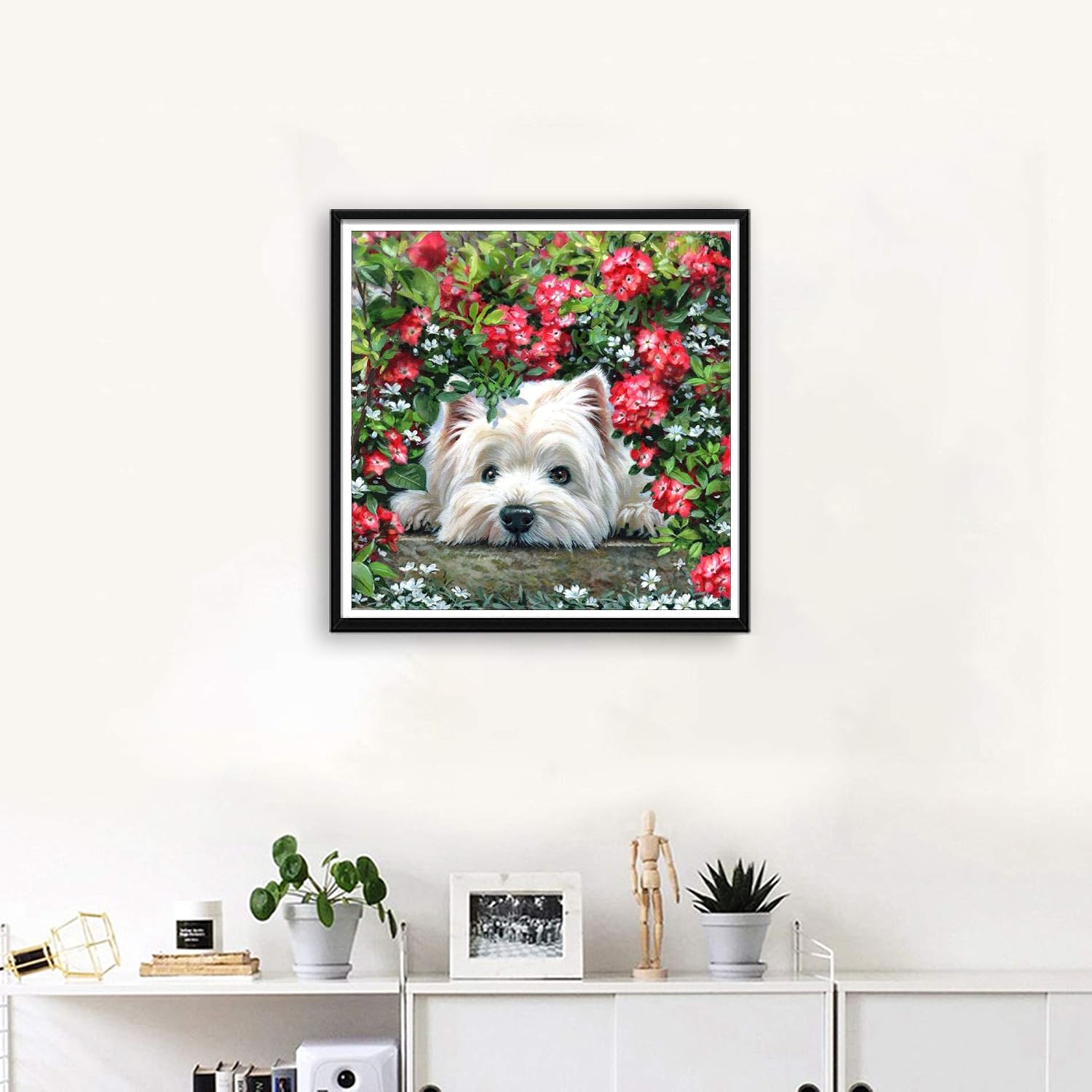 VAIIEYO 5D Diamond Painting Dog Puppy, Paint with Diamonds Art Flower Animal - Image 4