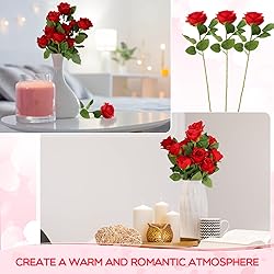 Jexine 50 Pcs Artificial Rose Flower Bulk Realistic