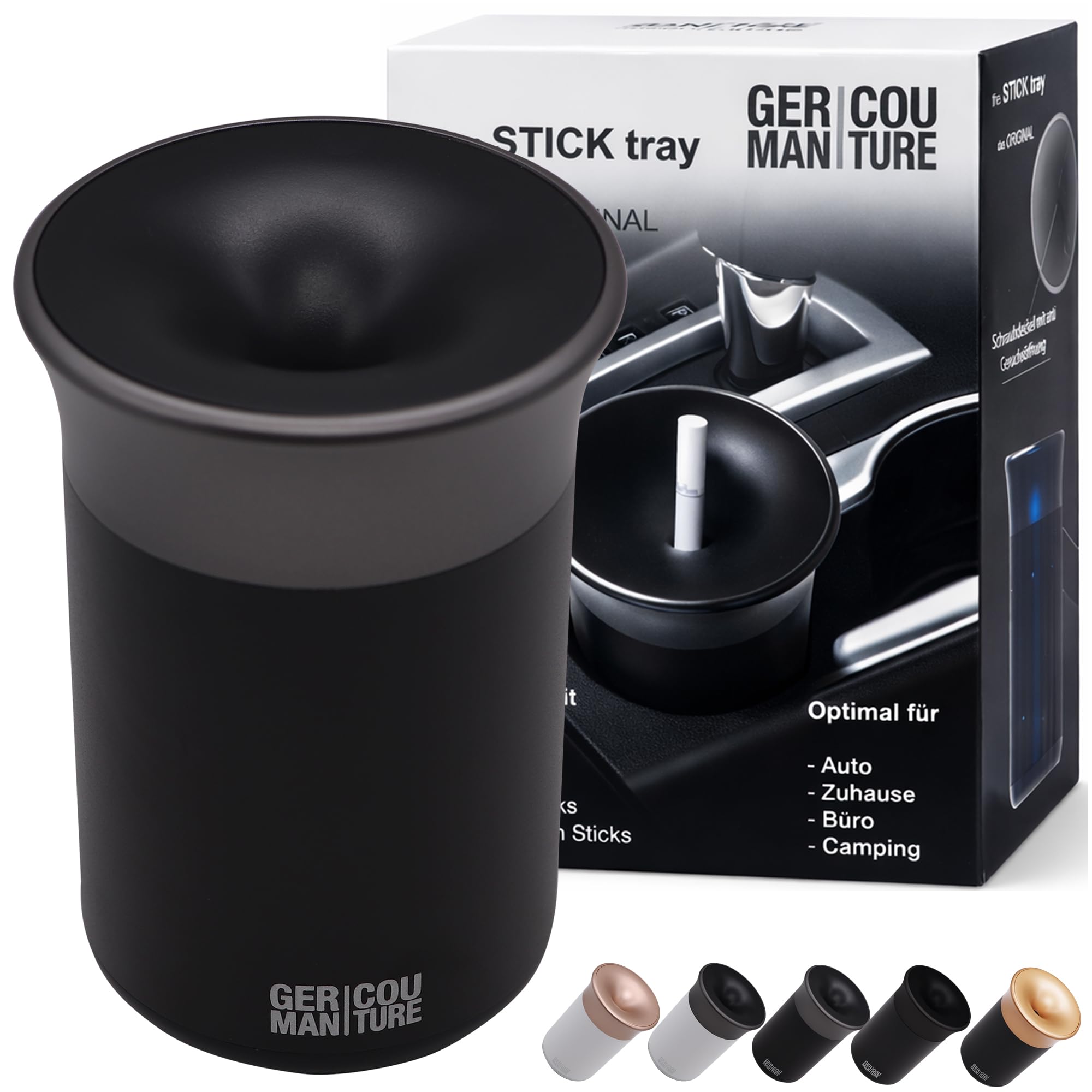 GC Stick-Tray Ashtray Compatible with Heets and Iqos Accessories Duo Iluma Terea Glo Neo-Sticks for Car Office Home (Black/Gray)