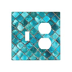 Moslion Teal Mosaic 1 Toggle 1 Duplex Outlet Cover