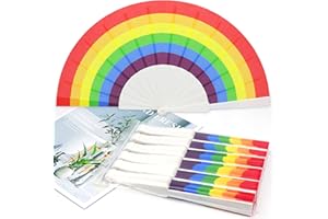 RICCIOOFY 6 Pack Rainbow Folding Fans - Pride Outfits for Women | Hand Fan Foldable-Pride Accessories for Women - Colorful Rave Handheld Fans for Men Cosplay Costume Photo Props, Party Performance, Dance