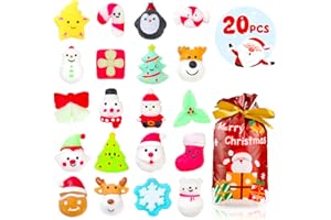 TOANWOD Christmas Stocking Stuffers Kids Squishy Toys: Small Gifts Advent Calendar Party Favors - Fidget Mochi Classroom Prizes Goodie Bag Fillers (20PCS)