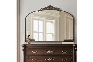 Micasso Large Bronze Vintage Mirror: 40"x 30" French Baroque Antique Mirror - Traditional Ornate Decorative Wall Mounted Arched Mirrors for Wall/Mantel/Entryway/Hallway - Home Decor for Living Room