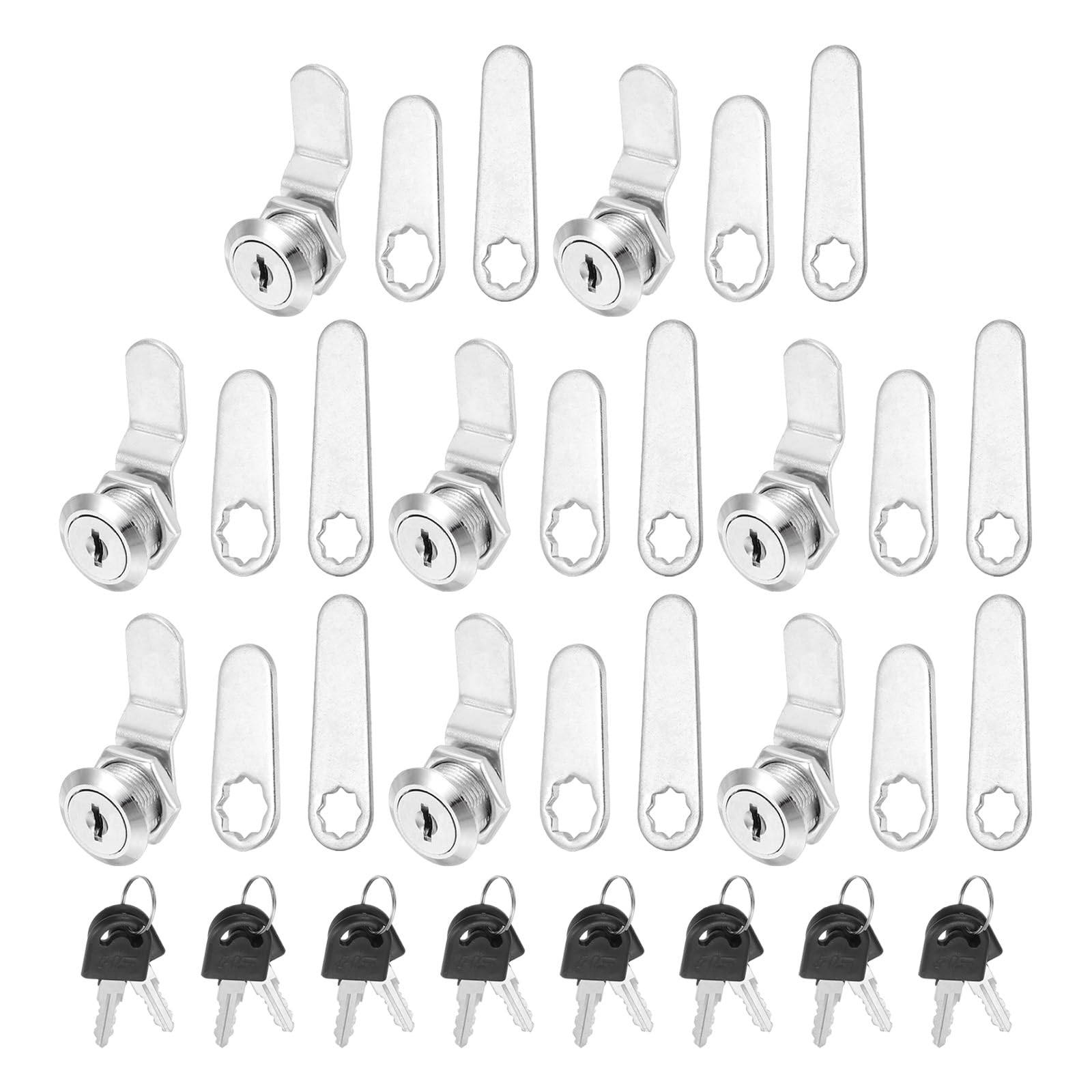 PATIKIL 5/8 Inch Keyed Alike Cabinet Locks with Key, 8 Pack Cam Replacement Lock Cylinder Toolbox Lock for RV Drawer Storage, Silver