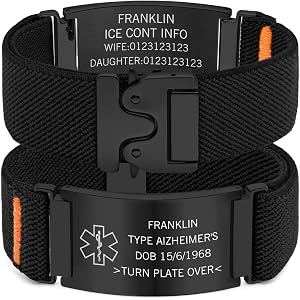 Zloris Personalized Medical Alert Bracelets for Men Women with Laser-Engraved Stainless Steel ID Tag Adjustable Length Nylon