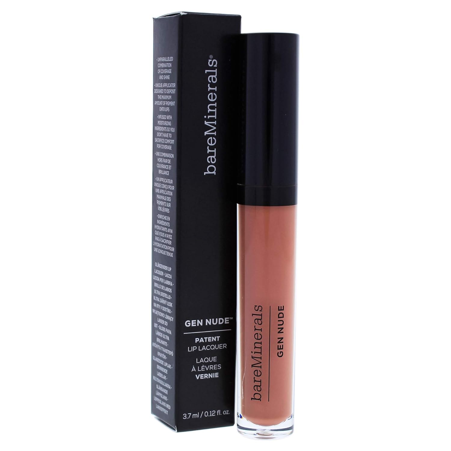 bareMinerals Gen Nude Patent Lip Lacquer Bae for Women, 0.12 Ounce