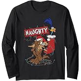 Looney Tunes Christmas Road Runner &amp; Wile E. Coyote Naughty Long Sleeve T-Shirt