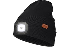 YunTuo LED Beanie with The Light, Unisex USB Rechargeable Headlamp Winter Knitted Cap Gifts for Men Dad Husband Him
